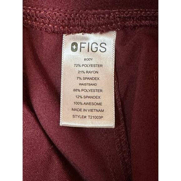 Figs Livingston Basic Scrub Pants in Burgundy - Picture 3 of 5